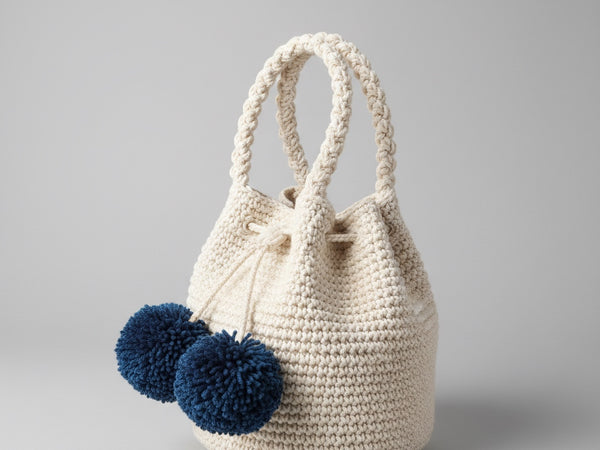 Crochet Bucket Bag Pattern PDF - Charming Pom Pom Purse