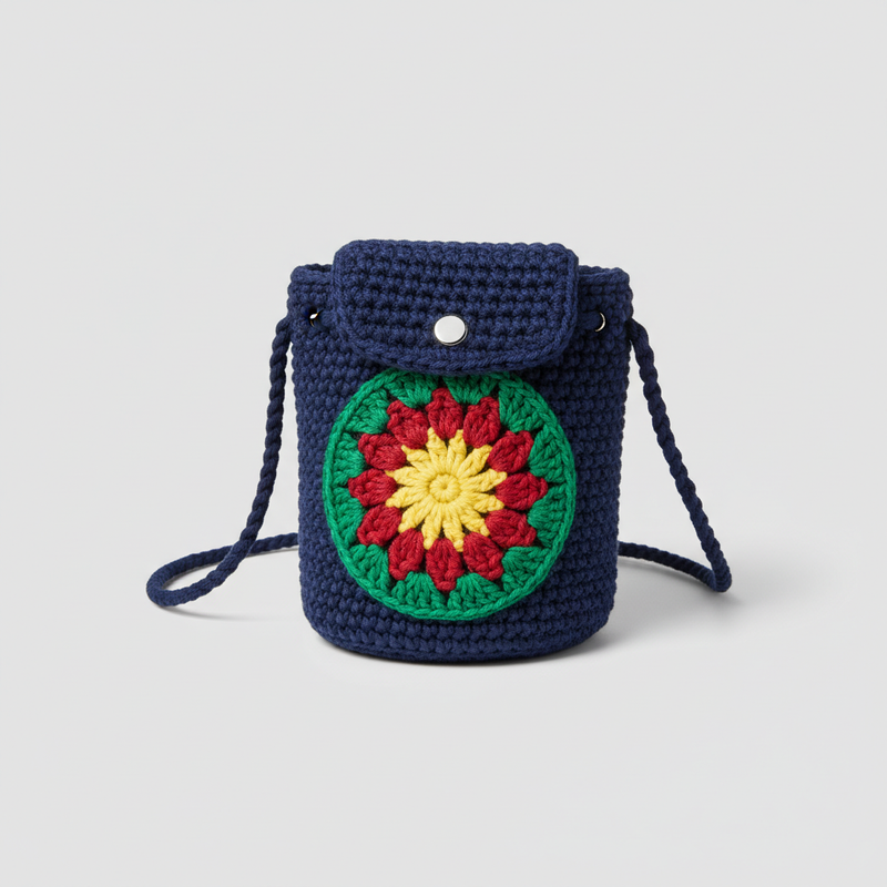 Crochet Bucket Bag Pattern - Vibrant Floral Design with Colorwork Motifs