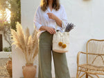 Crochet Bucket Bag Pattern PDF - Flower Detail Drawstring Purse