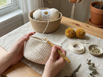 Crochet Bucket Bag Pattern PDF - Flower Detail Drawstring Purse