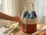Crochet Bucket Bag Pattern PDF - Modern Color Block Puff Stitch Purse - 5 Versions Instant Download
