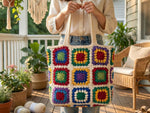 Crochet Granny Bag Pattern PDF - Colorful Tote 5 Versions US UK FR IT - Instant Download