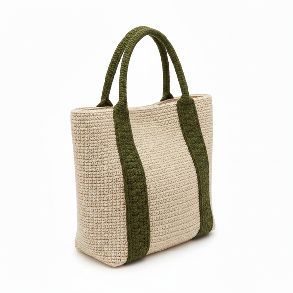 Crochet Tote Bag Pattern PDF - Modern Two-Tone Design