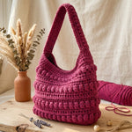 Crochet Bobble Bag Pattern PDF - Vibrant Fuchsia Textured Purse