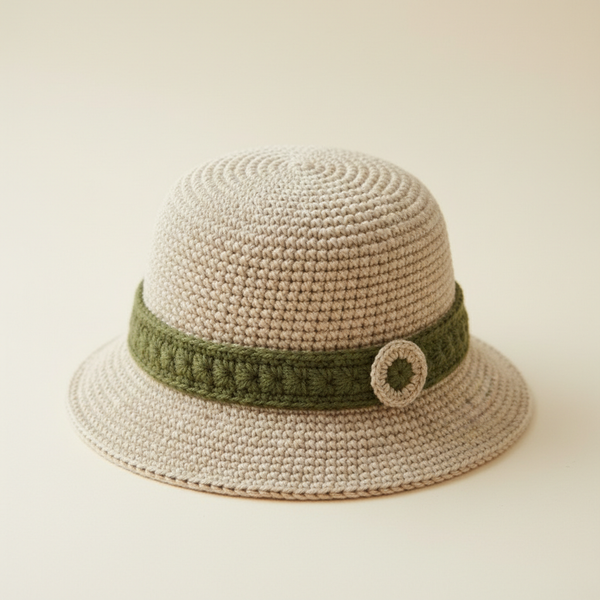Crochet Bucket Hat Pattern PDF - Modern Two-Tone Colorblock Design