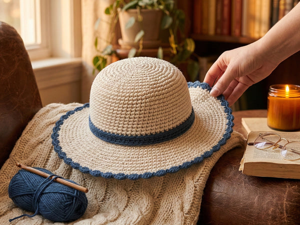 Crochet Sun Hat Pattern PDF - Modern Two-Tone Design 5 Versions - Instant Download