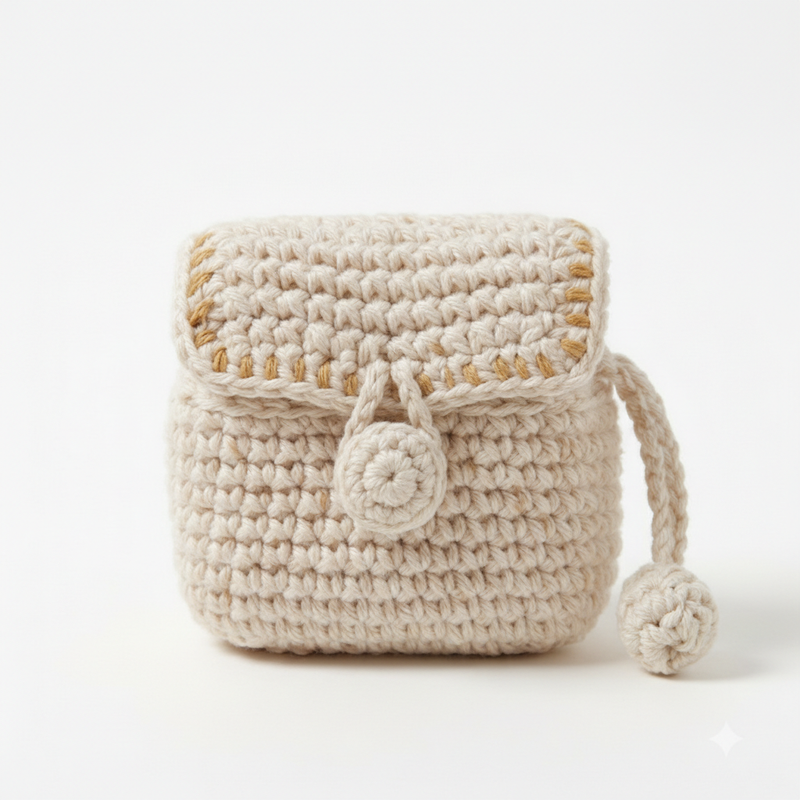 Crochet Mini Pouch Pattern PDF - Charming Coin Purse Small Bag in Mustard and Cream
