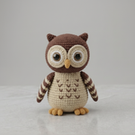 Crochet Owl Pattern - Charming Amigurumi Owl Stuffed Animal with Brown Plumage and Gold Accents