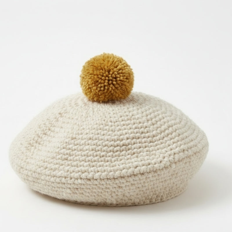 Crochet Slouchy Beret Pattern PDF - Stylish Pom Pom Hat 5 Versions - Instant Download