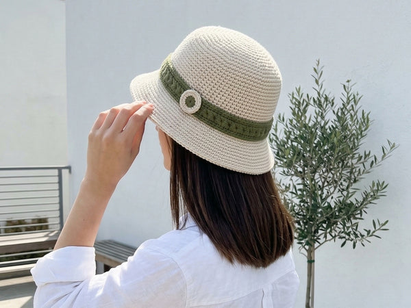 Crochet Bucket Hat Pattern PDF - Modern Two-Tone Colorblock Design