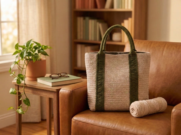 Crochet Tote Bag Pattern PDF - Modern Two-Tone Design