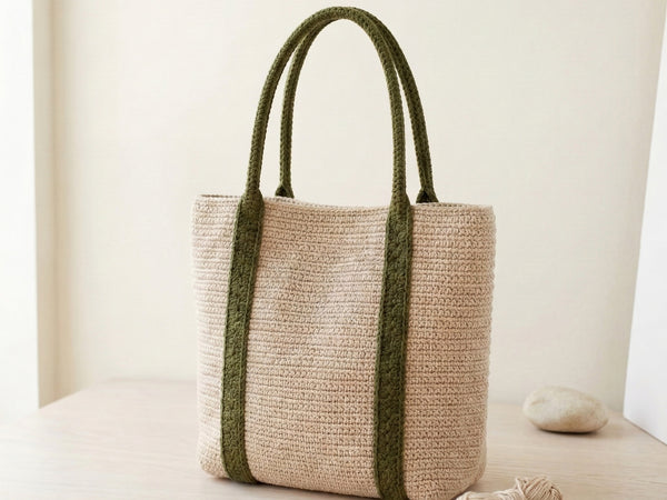Crochet Tote Bag Pattern PDF - Modern Two-Tone Design