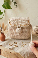 Crochet Mini Pouch Pattern PDF - Charming Coin Purse Small Bag in Mustard and Cream