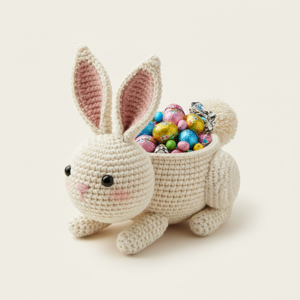 Crochet Easter Bunny Pattern - Sweet Treat Rabbit with Hidden Candy Pocket