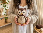 Crochet Owl Pattern - Charming Amigurumi Owl Stuffed Animal with Brown Plumage and Gold Accents