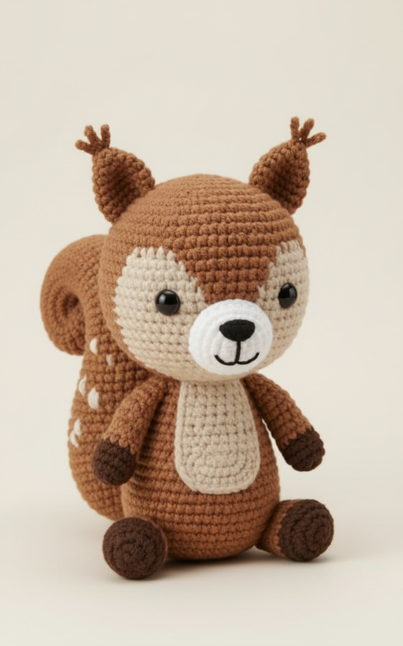 Crochet Squirrel Pattern - Charming Woodland Amigurumi with Bushy Tail and Sweet Expression