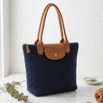 Crochet Tote Bag Pattern - Chic Two-Tone Structured Bag with Magnetic Clasp Closure