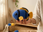 Crochet Tropical Fish Pattern - Colorful Amigurumi Ocean Toy with Vibrant Blue and Yellow Design