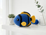 Crochet Tropical Fish Pattern - Colorful Amigurumi Ocean Toy with Vibrant Blue and Yellow Design