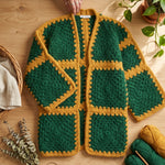 Crochet Granny Square Cardigan Pattern - Modern Color Block Autumn Sweater