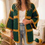 Crochet Granny Square Cardigan Pattern - Modern Color Block Autumn Sweater