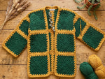 Crochet Granny Square Cardigan Pattern - Modern Color Block Autumn Sweater