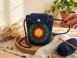 Crochet Bucket Bag Pattern - Vibrant Floral Design with Colorwork Motifs