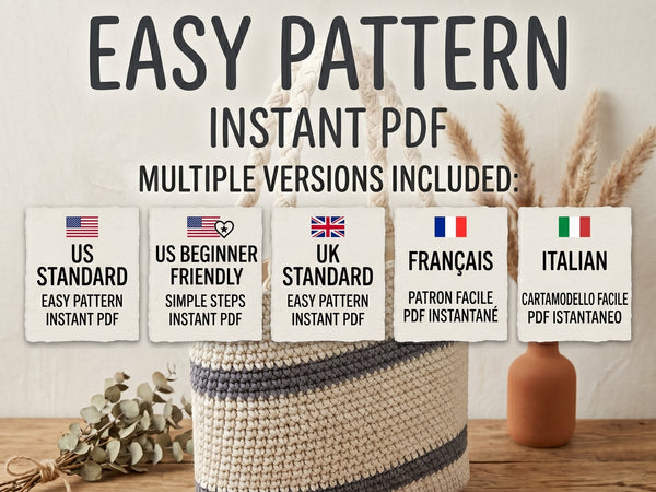 Crochet Tote Bag Pattern - Elegant Striped Market Bag with Modern Neutral Design