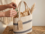 Crochet Tote Bag Pattern - Elegant Striped Market Bag with Modern Neutral Design