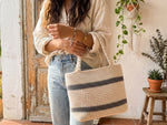 Crochet Tote Bag Pattern - Elegant Striped Market Bag with Modern Neutral Design