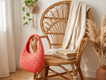Crochet Hobo Bag Pattern - Trendy Coral Slouchy Shoulder Bag - No-Sewing Technique