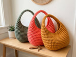 Crochet Hobo Bag Pattern - Trendy Coral Slouchy Shoulder Bag - No-Sewing Technique