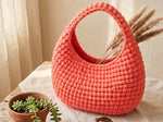 Crochet Hobo Bag Pattern - Trendy Coral Slouchy Shoulder Bag - No-Sewing Technique