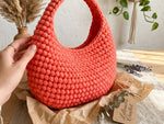 Crochet Hobo Bag Pattern - Trendy Coral Slouchy Shoulder Bag - No-Sewing Technique