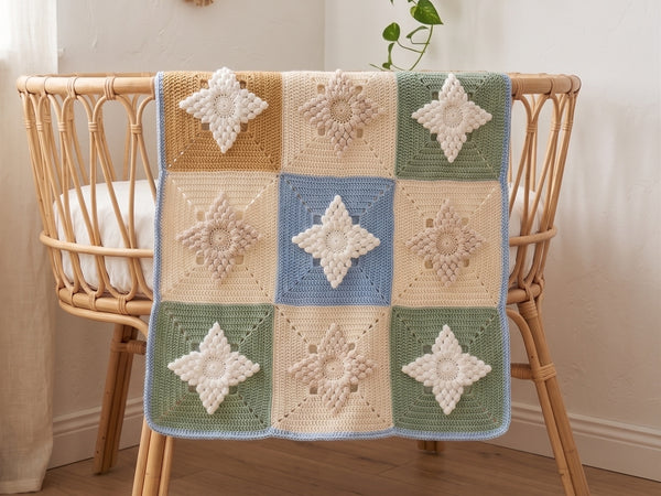 Crochet Baby Blanket Pattern - Sweet Star Motif Squares in Soft Pastels